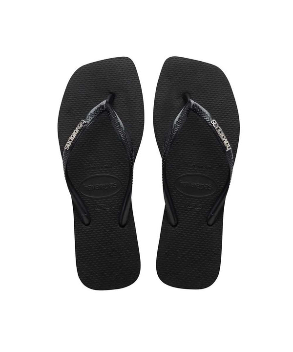 Havaianas Women's Slim Square Metalic Logo Thongs