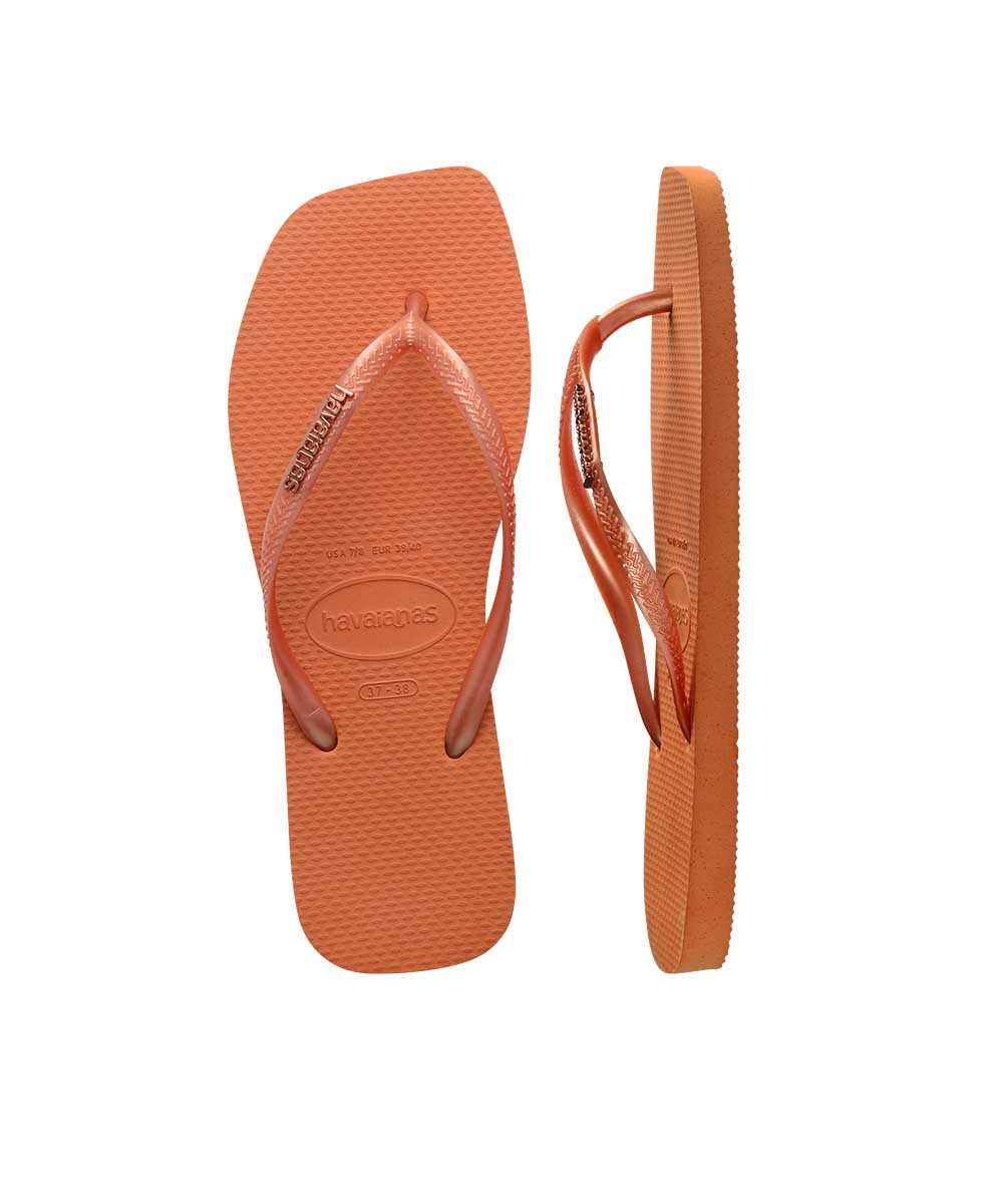 Havaianas Women's Slim Square Metalic Logo Thongs