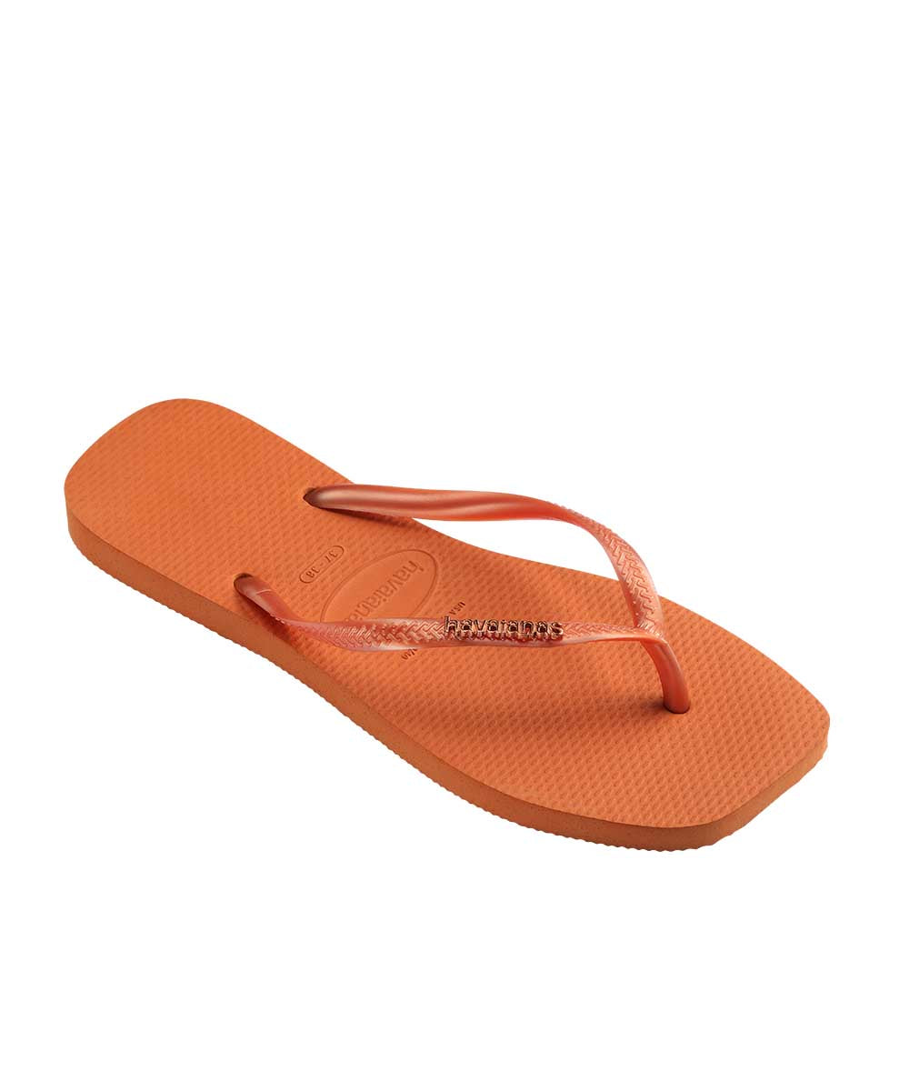 Havaianas Women's Slim Square Metalic Logo Thongs