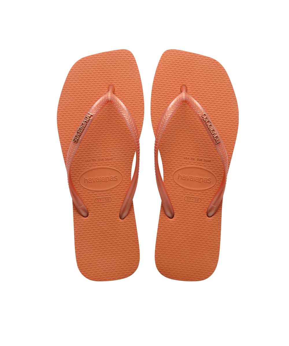 Havaianas Women's Slim Square Metalic Logo Thongs