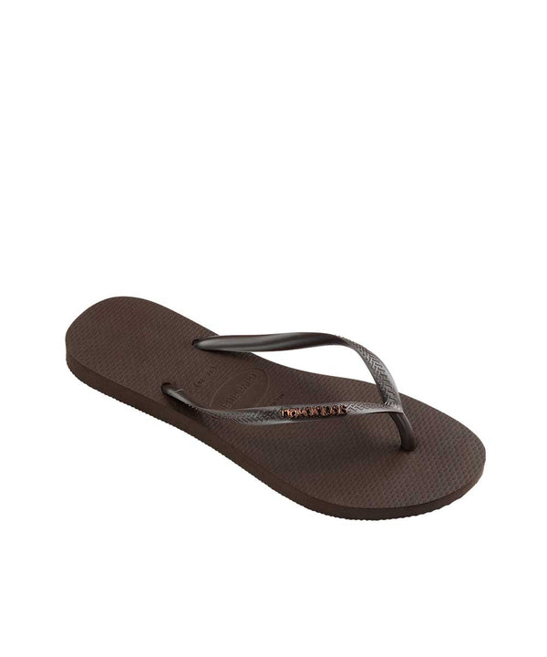 Havaianas Women's Slim Metal Logo Thongs – Dark Brown – view 3